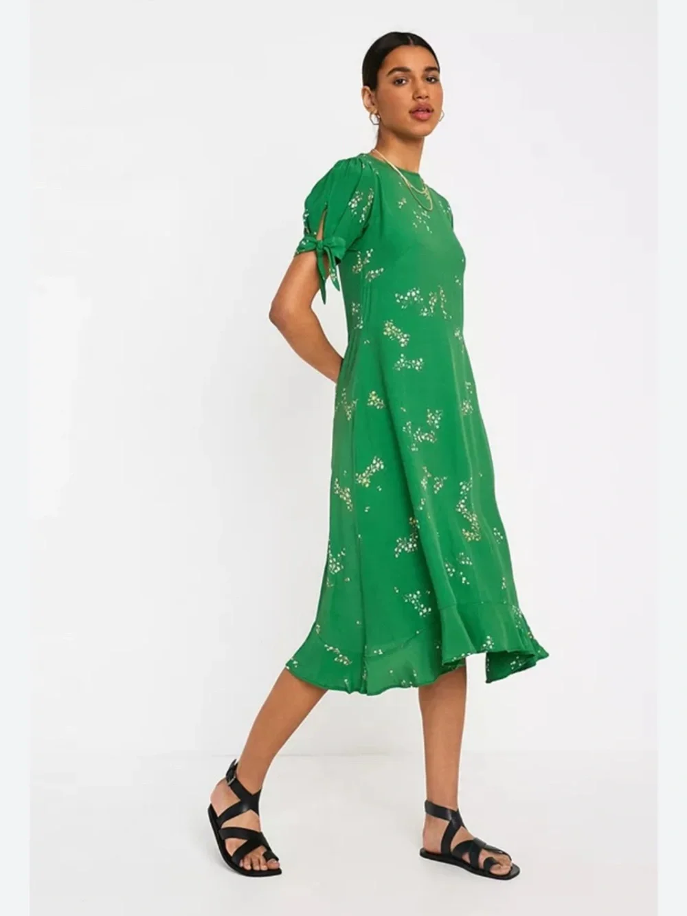 Faithfull The Brand Emilia Midi Dress Myrtille Floral Print Green L - Picture 11 of 12